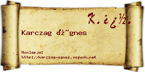 Karczag Ágnes névjegykártya